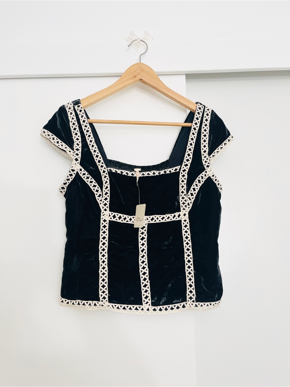 NWT Free People Tyler Velvet Embroidered Corset Top Size Small